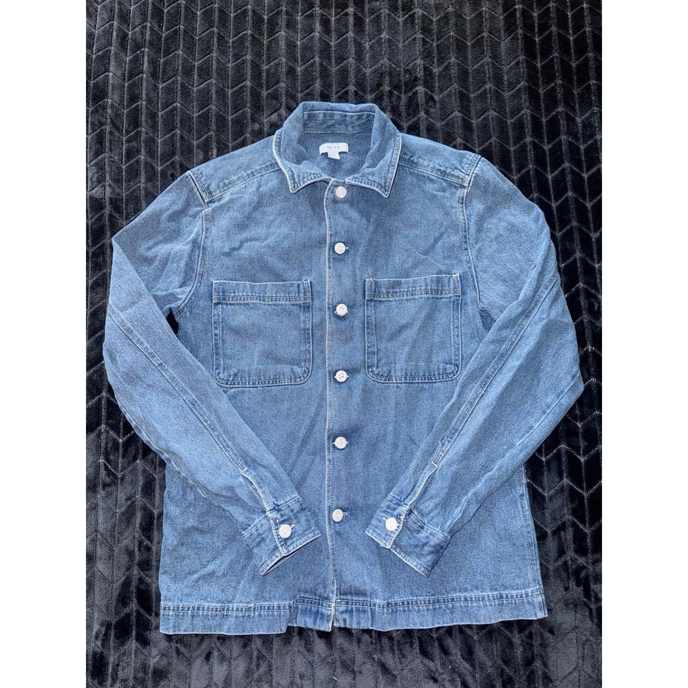 Reiss Mens Cotton Denim Button Through Overshirt Blue Casual Size XSmall